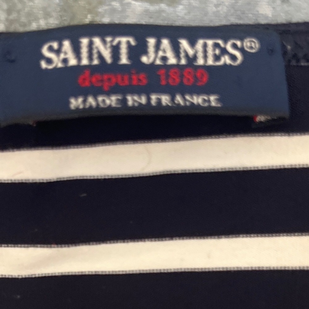 Saint James Navy and White Striped Long Sleeve Tee - Picture 4 of 8
